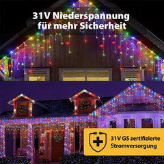 Salcar 2m/5m/10m LED Eisregen Lichterkette, 80/200/400 LEDs, 31V GS-zertifizierte Stromversorgung Salcar