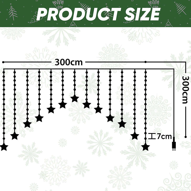 Salcar 3m LED Sternen Lichtervorhang, 16 Sternen, 222LEDs