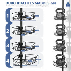 Sekey Duschregal Ohne Bohren – Höhenverstellbares Teleskop-Duschregal 79–315 cm mit Klicksystem, Rostfrei & Eck-Design, Stabiles Badezimmer-Organizer
