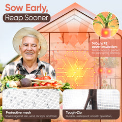 Sekey walk-in greenhouse with 10 shelves, 143 cm x 143 cm x 195 cm