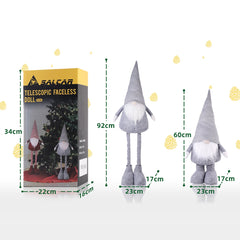 Salcar Weihnachtsdeko Wichtel XL – Großer Deko-Gnom aus Filz, höhenverstellbar von 60–92 cm, Teleskopbeine, perfektes Geschenk zu Weihnachten & Thanksgiving – Grau Salcar