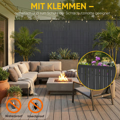 Sekey PVC Sichtschutzmatte – Balkon Sichtschutz mit Abdeckprofil & Kabelbindern, Wind- und Wetterschutz für Balkon und Garten, Anthrazit