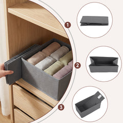 Sekey Aufbewahrungsboxen Set S – 6er Stoffboxen in verschiedenen Größen | Faltbar, formstabil & ideal für Schubladen