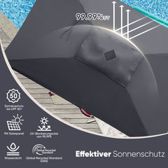 Rectangular parasol 300 x 200 cm garden umbrella with LED solar lighting