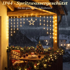 Salcar LED Sternenvorhang Warmweiß – Weihnachtsbeleuchtung mit 8 Modi, Timer & Memory