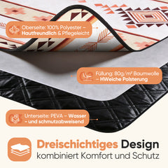 Sekey Picknickdecke Wasserdicht – Sandfreie Stranddecke mit Geometrischem Bohemian-Muster, PEVA-Unterseite & Tragegurt für Picknick, Camping und Strand