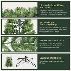 SALCAR 150 cm/180 cm/210 cm Artificial Christmas Tree – Realistic PE Round Tips, Invisible PVC Branches, Sturdy Metal Stand, Perfect for Indoor Use