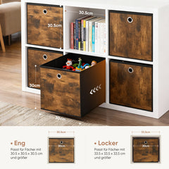 Sekey Aufbewahrungsboxen 6er Set in Holzoptik | Stoffboxen 30 × 30 × 30 cm – natürliches Design & stabile Struktur