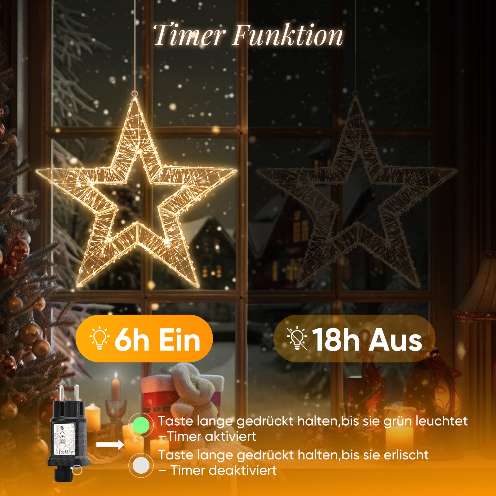 SALCAR LED Weihnachtsstern 45 cm, Metall Leuchtstern mit 720 LEDs, 8 Modi & Timer, Stern Fenster Deko, Innen & Außen, Warmweiß