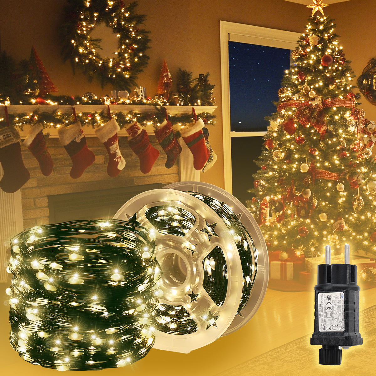 Salcar 100M 1000 LED Lichterkette aus Kupferdraht – Wasserdicht, 8 – sekeymall