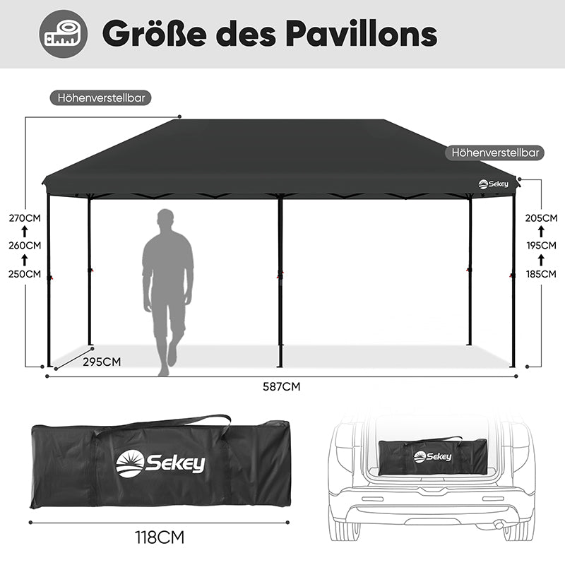 Sekey 300 x 600 cm Faltpavillon mit 6 Sandsack