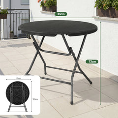 Sekey Runder Klapptisch Ø 81 cm – Campingtisch & Balkontisch klappbar, stabiler Gartentisch in Holzoptik, Beistelltisch für Balkon, Garten & Terrasse