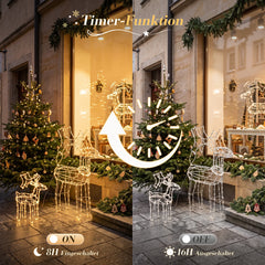 Salcar LED Rentier Warmweiß – 40/60/90 cm, 8 Lichtmodi, Memory & IP44 Weihnachtsdeko für Garten & Außen