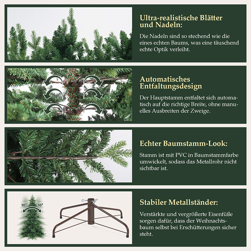 Salcar 180/210cm Artificial Christmas Tree, with 115/143 PE branches and 850/1332 PVC branches