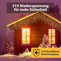 Salcar 5m /10m /15m LED Eisregen Lichterkette, 200 / 400 /608 LEDs, mit Fernbedienung