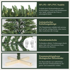 Salcar 180/210cmKünstlicher Weihnachtsbaum, Edeltanne, mit 450/650 LEDs und 1150/1486 PE-Zweigen und 472/728 PVC-Zweigen Salcar