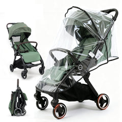 Sekey BW732 Reise-Kinderwagen – Ultraleicht & Einhand-klappbar | 3-fach verstellbare Rückenlehne, 4-Rad-Federung, Regenschutz, 5-Punkt-Gurt, Handgepäckgeeignet