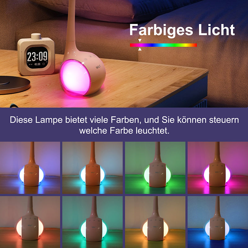 WILIT T3C 5W LED Schreibtischlampe für Kinder, mit 3 Helligkeitsstufen, 8 wechselbare Farblichtoptionen