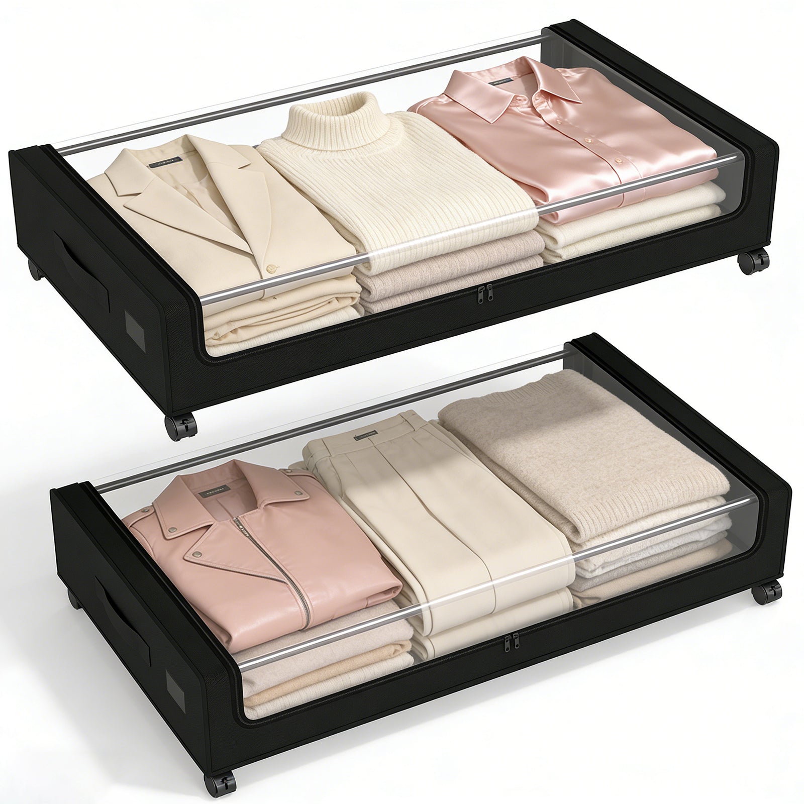 unterbett aufbewahrung rollen Sekey Unterbett-Aufbewahrungsbox mit Rollen 78 × 44 × 14 cm, Metallrah – sekeymall