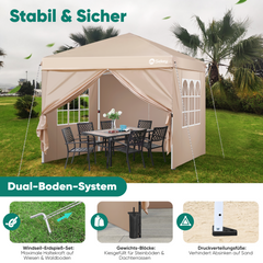 Sekey 3x3 m folding gazebo with 4 side panels and 4 sandbags