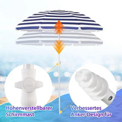 Sekey ∅ 160 cm Strandschirm mit Schutzhülle und Bodenhülse, Sonnenschutz UV50+ Sekey