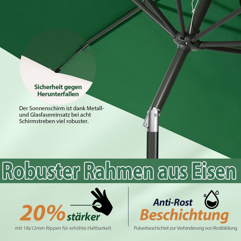 sonnensegel hofer Sekey 270cm Sonnenschirm mit Kurbel, Knickbar im Sitzen, Sonnenschutz – sekeymall
