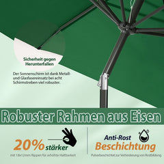 Sekey 270cm parasol with crank, foldable while sitting, sun protection UV50+