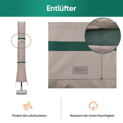 Sekey 220 x 30/50 cm protective cover for 400 cm parasol, made of polyester fabric