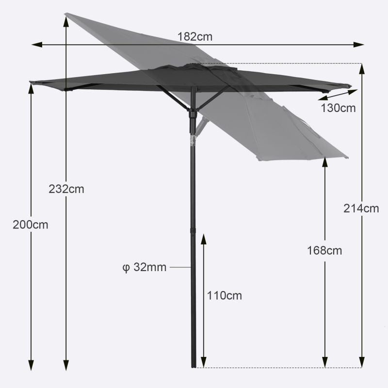 Sekey 180 x 130 cm Balkonschirm Rechteckig mit Balkongeländer, Sonnenschutz UV50+