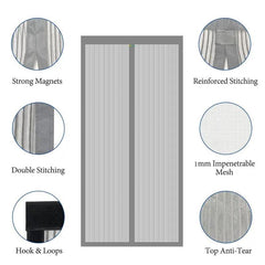 Sekey Kratzfest Magnet Fliegengitter Tür aus Polyester, Grau Sekey