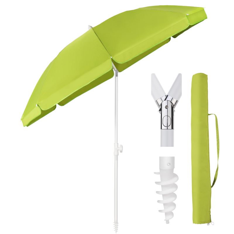 Sekey ∅ 180 cm beach umbrella with protective cover and ground sleeve, sun protection UV50+