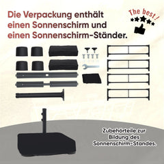 Sekey Sonnenschirm 400 x 220 cm Doppel Sonnenschirm mit Ständer Doppelsonnenschirm Garten Sekey