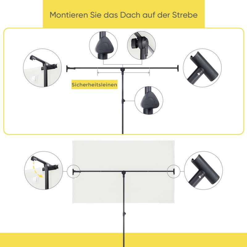 Sekey 180 x 130 cm Balkonschirm Rechteckig, Individuell Verstellbar, Sonnenschutz UV50+