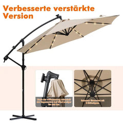 Sekey 300 cm Ampelschirm mit LED Solar Beleuchtung, Sonnenschutz UV50+ Sekey