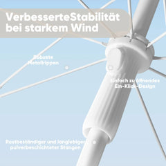 Sekey ∅ 180 cm Strandschirm mit Schutzhülle und Bodenhülse, Sonnenschutz UV50+ Sekey
