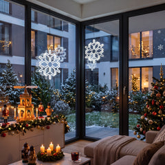 Salcar LED Schneeflocke Weihnachtsdeko Kaltweiß – 40/60 cm, 300 LEDs, IP44 für Fenster & Außen