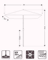 Sekey Sonnenschirm Rechteck 200x300 cm mit Kurbel & Auto-Neigung – stabiler Marktschirm 38 mm Stahlrohr, UV-Schutz, Balkon- & Gartenschirm für Terrasse