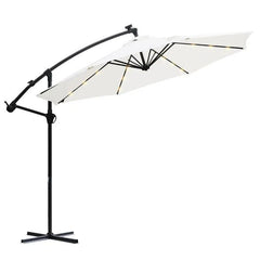 Sekey 300 cm Ampelschirm mit LED Solar Beleuchtung, Sonnenschutz UV50+ Sekey