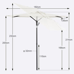 Sekey 180 x 130 cm balcony umbrella rectangular, sun protection UV50+