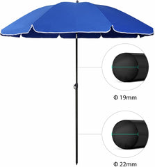 Sekey Sonnenschirm Ø160 cm rund – Strand- & Balkonschirm mit Neigungswinkel & Höhenverstellung, inkl. Schutzhülle, 140 g/m² Polyester, für Garten, Terrasse & Strand