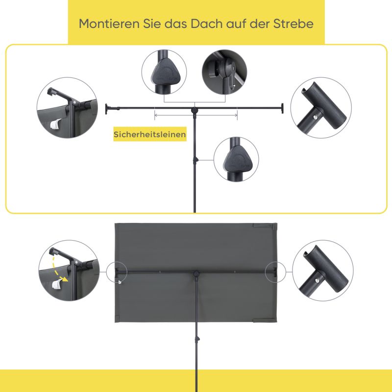 Sekey 180 x 130 cm Balkonschirm Rechteckig, Individuell Verstellbar, Sonnenschutz UV50+