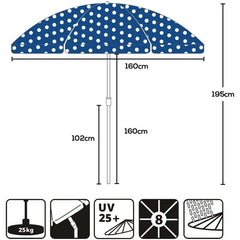 Sekey ∅ 160 cm Strandschirm mit Schutzhülle, Sonnenschutz UV25+ Sekey