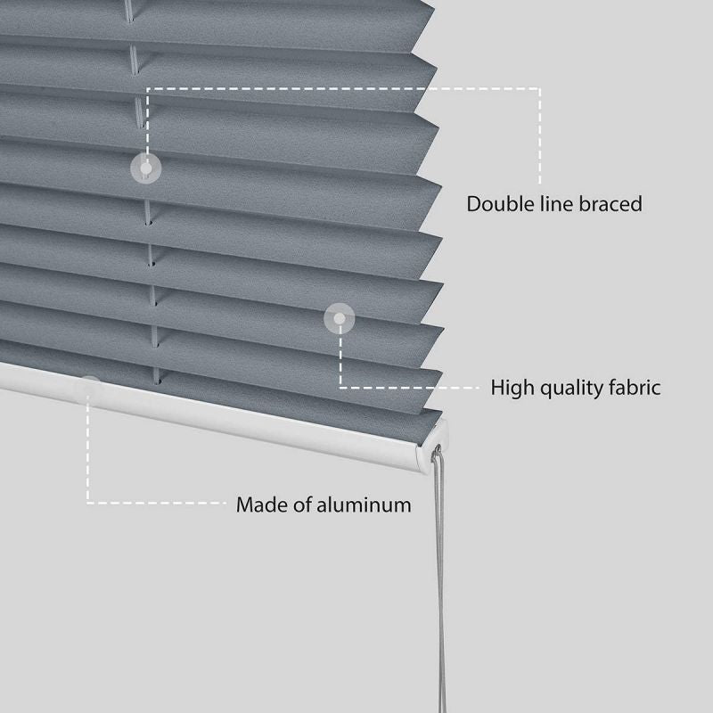 Sekey pleated blinds without drilling, dark grey