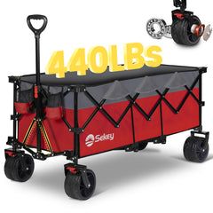 Sekey 300L / 150KG Foldable Handcart, Patented Foldable from Four Directions, with Brakes and Extra Wide Wheels
