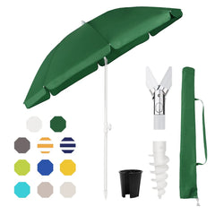 Sekey ∅ 180 cm Strandschirm mit Schutzhülle und Bodenhülse, Sonnenschutz UV50+ Sekey