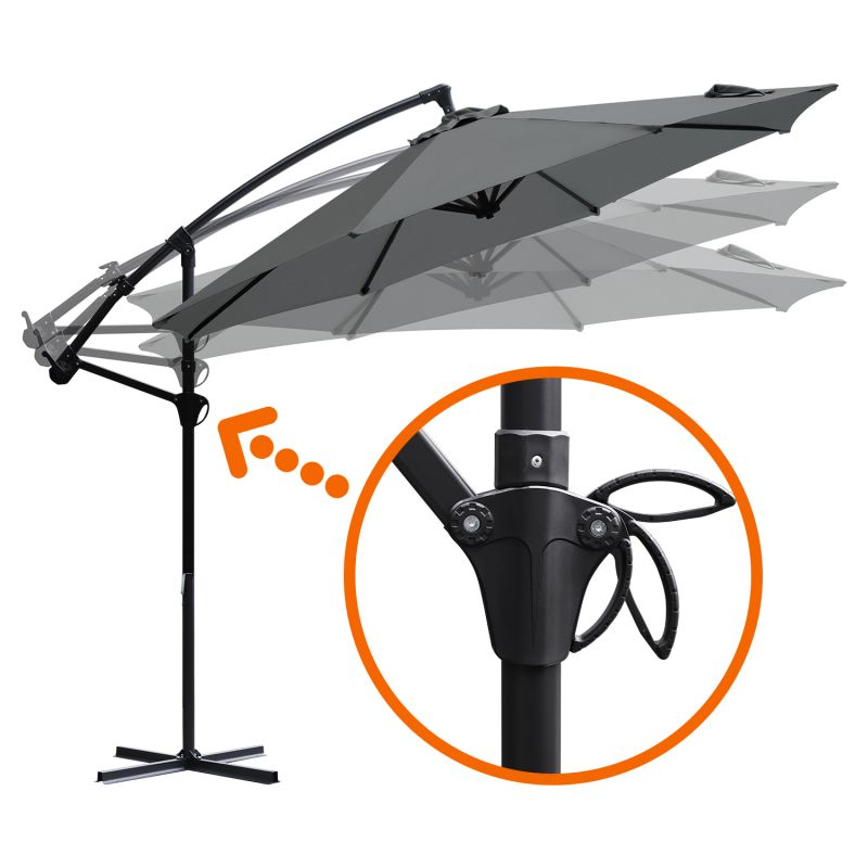 Sekey 300 cm cantilever umbrella, sun protection UV50+