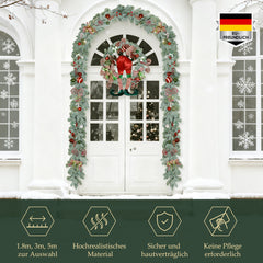 Salcar Premium Künstliche Weihnachtsgirlande, graugrün, naturgetreue Tannengirlande für Tür, Fenster & Balkon, Weihnachtsdeko für Innen und Außen (1,8 m / 3 m / 5 m)