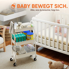 Sekey Rollwagen mit 3 Ebenen – Küchenwagen aus Stahl mit rostfester Lackierung, 360°-Gummirädern & Bremse, werkzeugloser Aufbau, vielseitiger Servierwagen für Küche, Bad, Büro & mehr – Weiß Sekey