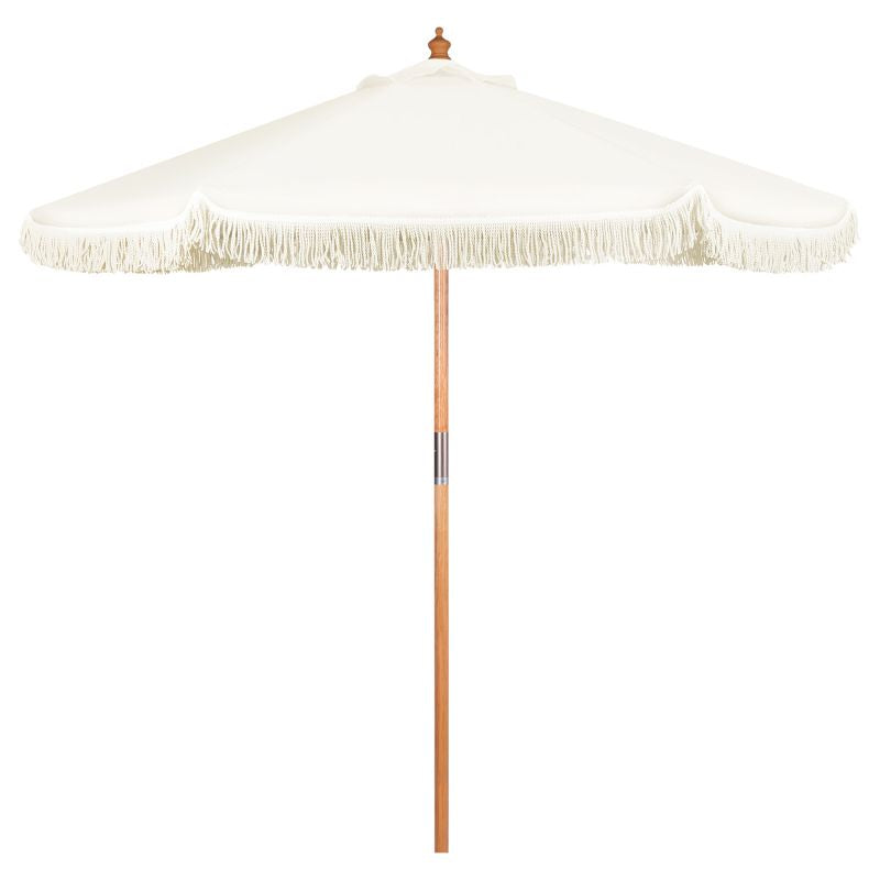 Sekey 220 cm wooden parasol with fringes, sun protection UV50+