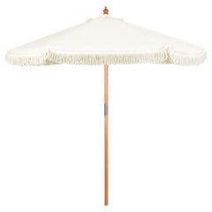 Sekey 220 cm wooden parasol with fringes, sun protection UV50+